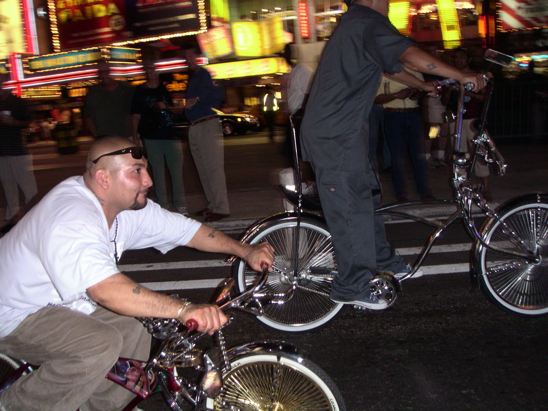 Critical Mass 8/03 funny bikes in Times Square