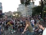 Enthusiastic crowds at Union Square